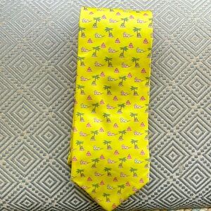 PETER BLAIR SILK MENS TIE YELLOW PALM TREES DOGS